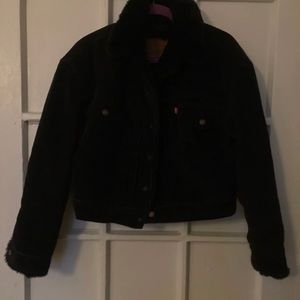 Short Levi’s jacket, corduroy Sherpa jacket.